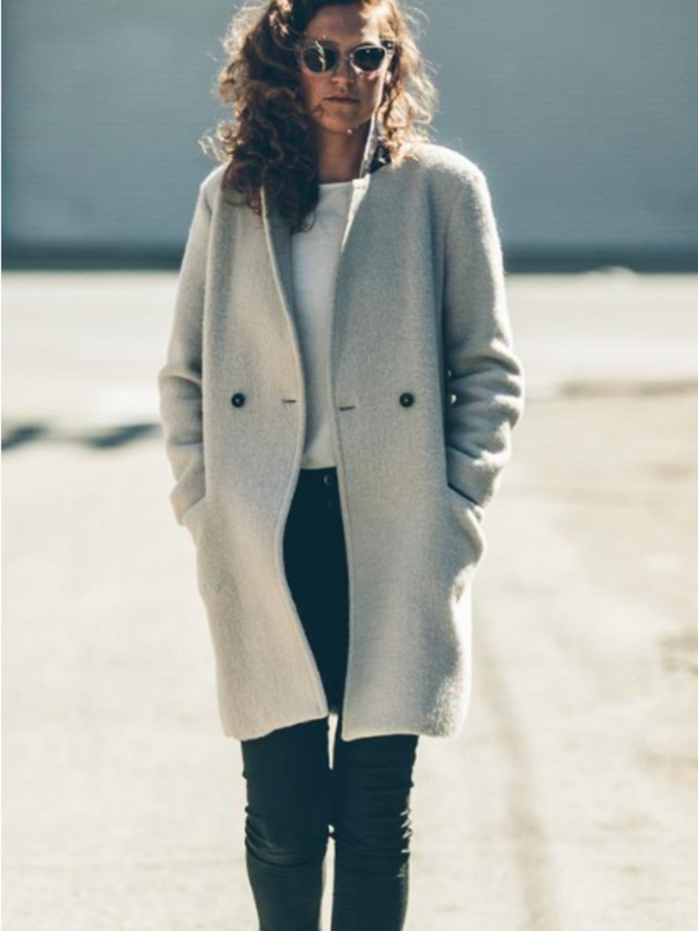 NWT Taylor Stitch Alpaca Wool Porter Light Blue Double-breasted Women's Coat, M
